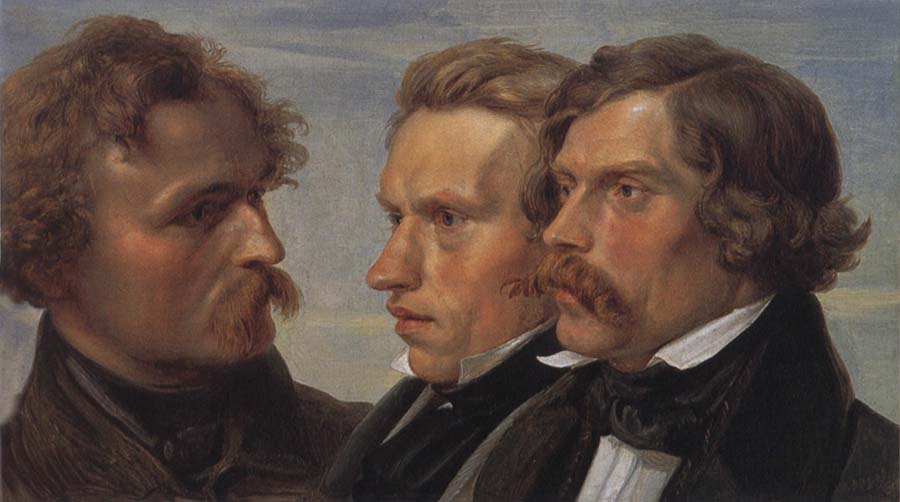 Portrait of the Painters Carl Friedrich Lessing,Carl Sohn and Theodor Hildebrandt